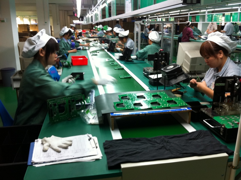 Employees at the production line